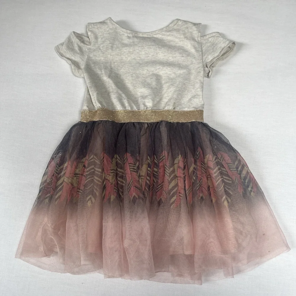 Little Lass Girls Dress 2T Gold Glitter Tutu Party Dress Pink Black Tulle Heart